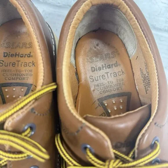 DIEHARD Sure Track Men's Size 10.5 Soft Toe Brown Leather Oxford Work Shoes